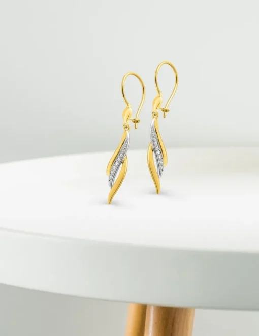 Boucles d'oreilles pendantes or jaune 375 ‰ et rhodium SO OR