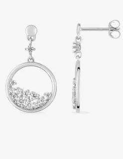 Boucles d'oreilles pendantes fantaisistes argent rhodié 925‰ avec oxyde de zirconium 14 mm SO OR