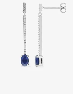 Boucles d'oreilles pendantes chaines bicolores argent rhodié 925‰ avec oxyde de zirconium SO OR