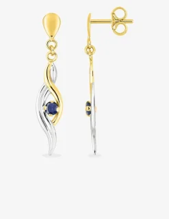 Boucles d'oreilles pendantes saphir et rhodium en or 750‰ SO OR