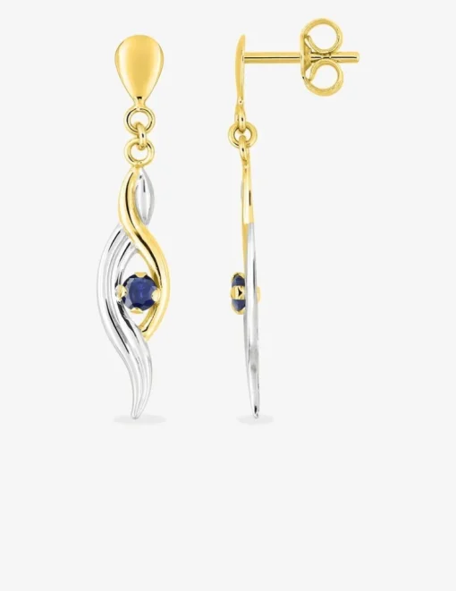 Boucles d'oreilles pendantes saphir et rhodium en or 750‰ SO OR