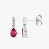 Boucles d'oreilles pendantes en argent 925‰ rhodié avec oxydes de zirconium blancs et rouges SO OR