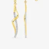 Boucles d'oreilles pendantes lignes entremêlées plaqué or, rhodium et oxyde de zirconium SO OR