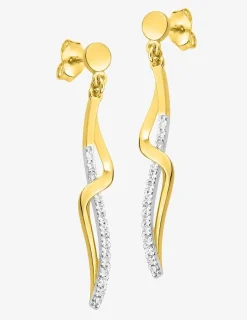 Boucles d'oreilles pendantes lignes entremêlées plaqué or, rhodium et oxyde de zirconium SO OR