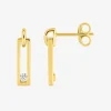 Boucles d'oreilles pendantes rectangulaires or jaune 375 ‰, oxydes de zirconium SO OR