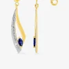 Boucles d'oreilles pendantes or jaune 375 ‰,rhodium, saphir et oxyde de zirconium SO OR