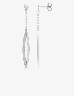 Boucles d'oreilles pendantes en or 375‰ et oxydes de zirconium SO OR
