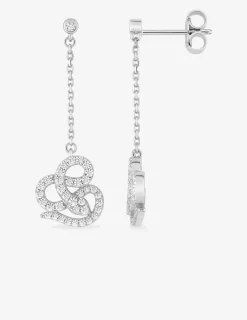 Boucles d'oreilles pendantes chaîne et serpent argent 925‰ rhodié et oxydes de zirconium SO OR
