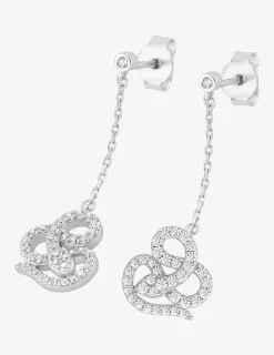 Boucles d'oreilles pendantes chaîne et serpent argent 925‰ rhodié et oxydes de zirconium SO OR