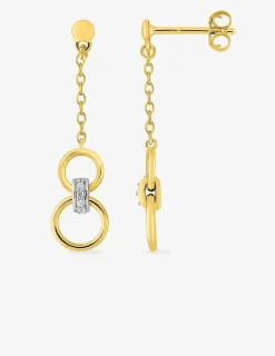 Boucles d'oreilles pendantes cercles plaqué or, rhodium et oxydes de zirconium SO OR