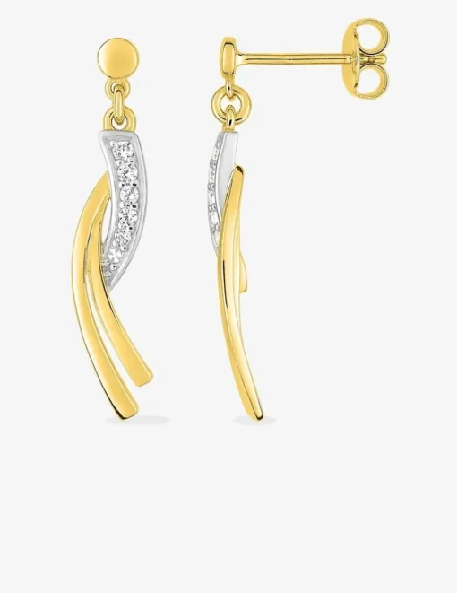 Boucles d'oreilles pendantes plaqué or, rhodium et oxydes de zirconium SO OR