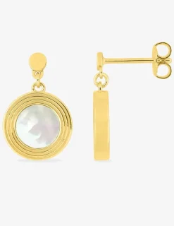 Boucles d'oreilles pendantes nacre plaqué or SO OR