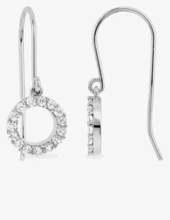 Boucles d'oreilles pendantes rondes argent rhodié 925%o avec oxyde de zirconium 26 mm SO OR