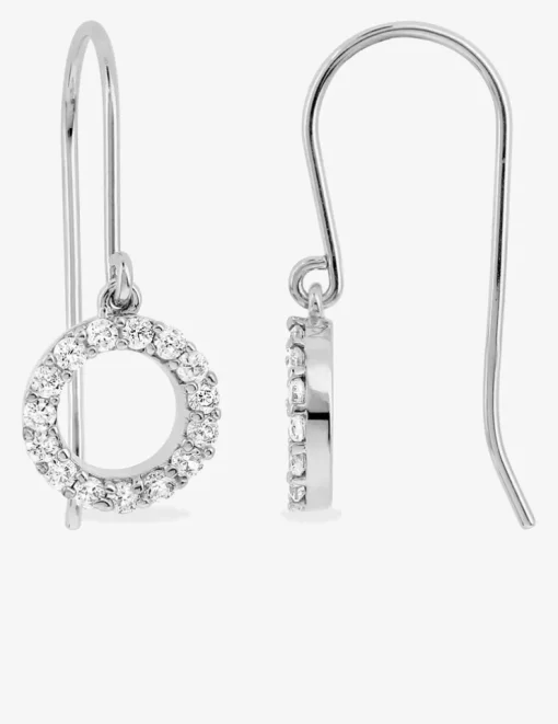 Boucles d'oreilles pendantes rondes argent rhodié 925%o avec oxyde de zirconium 26 mm SO OR