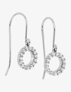 Boucles d'oreilles pendantes rondes argent rhodié 925%o avec oxyde de zirconium 26 mm SO OR