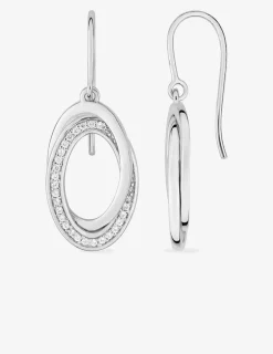 Boucles d'oreilles pendantes en argent 925 ‰ rhodié, oxydes de zirconium SO OR