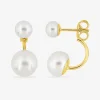 Boucles d'oreilles pendantes or 750 ‰ (18 carats) et double perles de culture d'eau douce SO OR