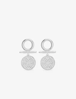 Boucles d'oreilles pendantes en argent 925 ‰ rhodié et oxydes de zirconium blancs SO OR