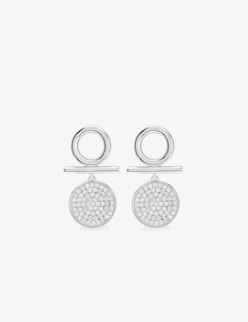 Boucles d'oreilles pendantes en argent 925 ‰ rhodié et oxydes de zirconium blancs SO OR