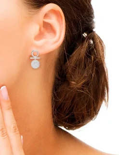 Boucles d'oreilles pendantes en argent 925 ‰ rhodié et oxydes de zirconium blancs SO OR
