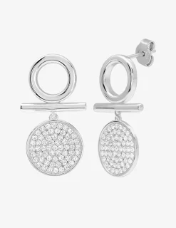 Boucles d'oreilles pendantes en argent 925 ‰ rhodié et oxydes de zirconium blancs SO OR