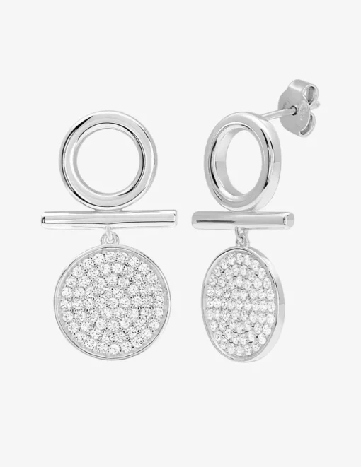 Boucles d'oreilles pendantes en argent 925 ‰ rhodié et oxydes de zirconium blancs SO OR