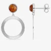 Boucles d'oreilles pendantes argent 925‰ ambre cercle fantaisie SO OR