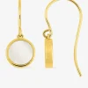Boucles d'oreilles pendantes or 375‰ pierre nacrée ornementale crochet SO OR