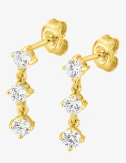Boucles d'oreilles pendantes en plaqué or avec 3 oxydes de zirconium SO OR