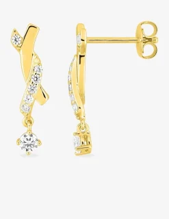 Boucles d'oreilles pendantes en plaqué or motif croisé et oxydes de zirconium SO OR