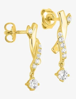 Boucles d'oreilles pendantes en plaqué or motif croisé et oxydes de zirconium SO OR