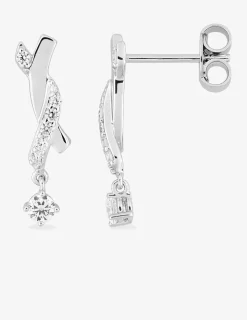 Boucles d'oreilles pendantes en argent 925 ‰ rhodié, breloque oxyde de zirconium SO OR