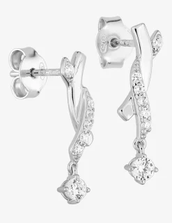 Boucles d'oreilles pendantes en argent 925 ‰ rhodié, breloque oxyde de zirconium SO OR