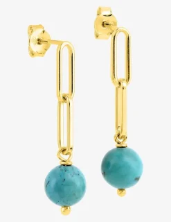 Boucles d'oreilles pendantes en plaqué or avec turquoise SO OR