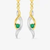 Boucles d'oreilles pendantes or jaune 375‰, émeraude SO OR