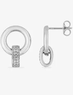 Boucles d'oreilles pendantes en argent 925 ‰ rhodié, oxydes de zirconium SO OR