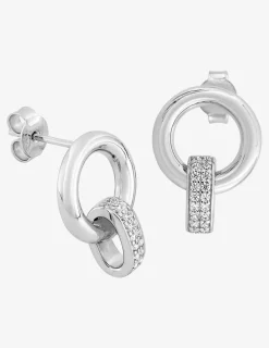 Boucles d'oreilles pendantes en argent 925 ‰ rhodié, oxydes de zirconium SO OR
