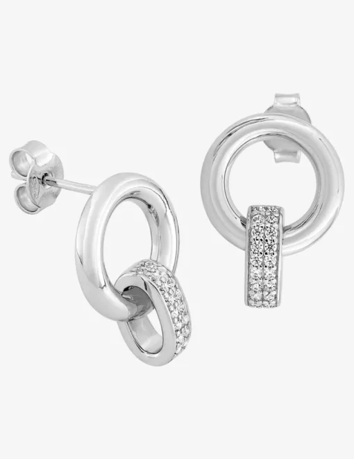 Boucles d'oreilles pendantes en argent 925 ‰ rhodié, oxydes de zirconium SO OR
