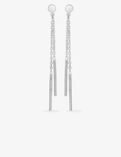 Boucles d'oreilles pendantes doubles chaînes bâtons argent 925‰ SO OR