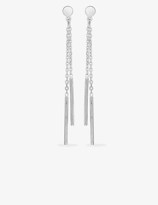 Boucles d'oreilles pendantes doubles chaînes bâtons argent 925‰ SO OR