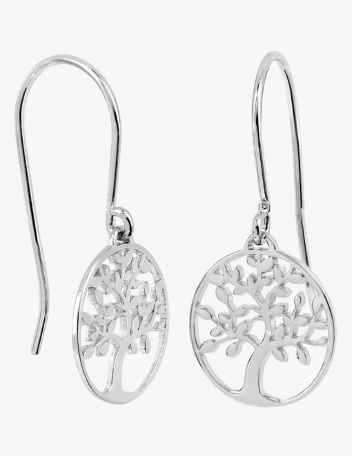 Boucles d'oreilles pendantes argent 925 ‰ motif arbre de vie SO OR