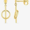 Boucles d'oreilles pendantes cercle 6 mm et bâton 14 mm plaqué or SO OR