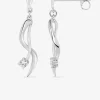 Boucles d'oreilles pendantes doubles chaines courbées argent rhodié 925‰ avec oxyde de zirconium SO OR