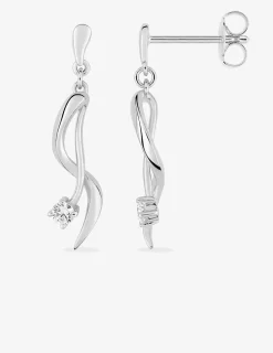 Boucles d'oreilles pendantes doubles chaines courbées argent rhodié 925‰ avec oxyde de zirconium SO OR