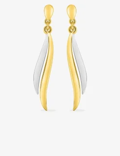 Boucles d'oreilles pendantes lignes courbées bicolores plaqué or et rhodium SO OR