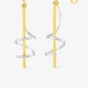 Boucles d'oreilles pendantes bicolores bâton plaqué or et serpentin rhodium SO OR