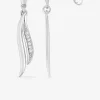 Boucles d'oreilles pendantes doubles courbes argent rhodié 925‰ avec oxyde de zirconium 28 mm SO OR