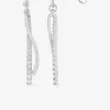 Boucles d'oreilles pendantes doubles courbes croisées argent rhodié 925‰ avec oxyde de zirconium 30 mm SO OR