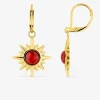 Boucles d'oreilles pendants acier doré, turquoise rouge synthétique SO OR