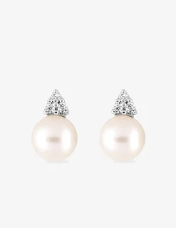 Boucles d'oreilles perles d'imitation argent rhodié 925‰ avec oxyde de zirconium SO OR